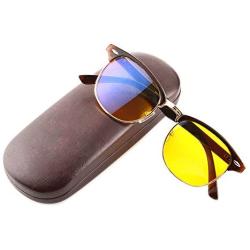 Gudzws Anti Blue Light Glasses Classic Design Half Frame with Metal Rim Unisex,Anti Fatigue Protect Eyes from TV Computer Cellphone no Magnification Brown