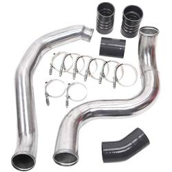 Turbo Intercooler kit Pipe Boot for Ford 6.0L CAC Intercooler Pipe Boot kit 03-07 Tube Powerstroke for Ford F250 F350 F450 F550 (Silver&Black)