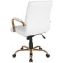 Flash Furniture Mid-Back White LeatherSoft Executive Swivel Office Chair with Gold Frame and Arms