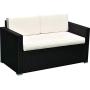 Outsunny 4-Piece Cushioned Patio Furniture Set, with 2 Chairs, Sectional, and Glass Coffee Table, Rattan Wicker, Black