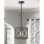 Zeyu 1-Light Farmhouse Pendant Light, Vintage Cage Hanging Light with Clear Glass Shade in Wood and Black Finish, 011-1 WF/BK
