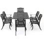 Christopher Knight Home Cayman Outdoor 6-Seater Cast Aluminum Dining Set, 7-Pcs Set, Black Sand