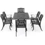 Christopher Knight Home Cayman Outdoor 6-Seater Cast Aluminum Dining Set, 7-Pcs Set, Black Sand