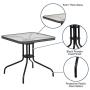 Flash Furniture 28 Square Tempered Glass Metal Table with Gray Rattan Edging