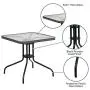 Flash Furniture 28 Square Tempered Glass Metal Table with Gray Rattan Edging