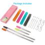 Fomuson 4 Pack Reusable Straws Metal Straw - Portable Stainless Steel Straw Telescopic Straw with Case, and are Suitable for Coffee, Juice, Smoothie, Milkshake