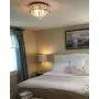 Kira Home Gemma 15'' Modern Chic 4-Light Flush Mount Crystal Chandelier + Round Metal Shade, Dimmable, Brushed Black Finish