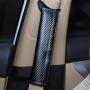 Clavel Autopartes 2pcs Car Seat Belts Covers Padding Carbon Fiber Leather Belt Shoulder Sleeve + 1pc Retractable Badge Reel with Metal Belt Clip (MazdaSpeed)