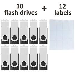 [Not 128GB ] Enfain 10 Pack Small Capacity 128 MB USB Flash Drive Bulk 128MB Thumb Drives in Black, with LED Indicator, 12 x Removable White Labels for Marking Contents Loaded