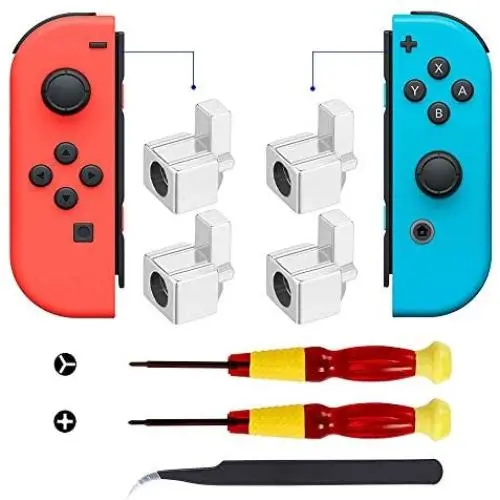 MOYEEL 2 Pairs Replacement Metal Lock Latches for Nintendo Switch Joy-Con Controller,Lock Buckles Repair Tool Kit for Switch Joy-Cons - Include Tri-Wing & Cross Screwdriver Tool + 4 Pcs Y Screws MOYEEL 2 Pairs Replacement Metal Lock Latches for Nintendo Switch Joy-Con Controller,Lock Buckles Repair Tool Kit for Switch Joy-Cons - Include Tri-Wing & Cross Screwdriver Tool + 4 Pcs Y Screws