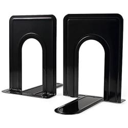 Bookends, Metal Bookends Book Ends for Office Nonskid Heavy Duty Book Ends for Shelves Black 6.69 x 4.9 x 4.3in, 5 Pair/10 Piece