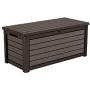 165 Gallon Weather Resistant Resin Deck Storage Container Box Outdoor Patio Garden Furniture, Brown