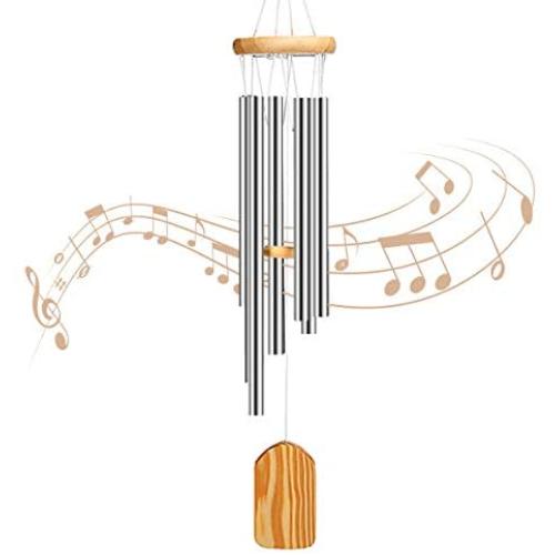 PATHONOR Wind Chimes Outdoor, with 6 Aluminum Tubes Wooden Wind Bell Memorial Wind Chimes, Best Gift Chimes Decor for Garden Patio Outdoor