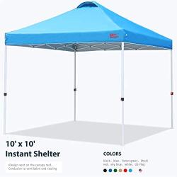 MASTERCANOPY Pop-up Canopy Tent Commercial Instant Canopy with Wheeled Bag,Canopy Sandbags x4,Tent Stakesx4 (10x10,Sky Blue)