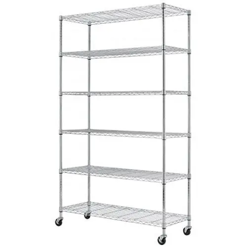 SafeRacks NSF 6-Tier Wire Shelving Rack with Wheels, Zinc, 18'' x 48'' x 72'' SafeRacks NSF 6-Tier Wire Shelving Rack with Wheels, Zinc, 18'' x 48'' x 72''