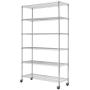 SafeRacks NSF 6-Tier Wire Shelving Rack with Wheels, Zinc, 18'' x 48'' x 72''