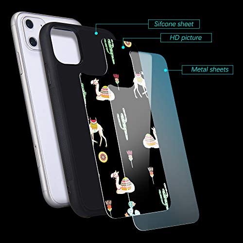 LuGeKe Cute Camel Print Phone Case for iPhone 7/iPhone 8/iPhone SE2020,Cartoon Animal Pattern Case Cover,Soft Silicone Case Metal Sheet Anti-Stratch Bumper Protective Phonecase(Camel Cactus)