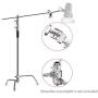 Kshioe Pro 100% Metal Adjustable Reflector Stand with 4ft/120cm Holding Arm and 2 Pieces Grip Head for Photography Studio Video Reflector, Monolight, Softbox and Other Equipment