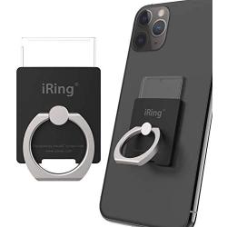 iRing Link-Detachable Plate for Wireless Charging, Include Hook Mount for Wall or Car Cradle. Original AAUXX Cell Phone Ring Grip Finger Holder Mobile Stand, Universally Compatible(Matt Black)