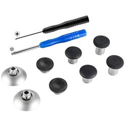 eXtremeRate 8 in 1 Metal Magnetic Black Thumbsticks Analogue Joysticks Replacement Repair Kits for Xbox One S X Elite PS4 Slim Pro Controller with T8H Cross Screwdrivers