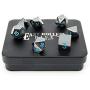 Powder Blue Gun Metal Polyhedral Dice Set | 7 Piece | Professional Edition | Free Display Case | Hand Checked Quality Control