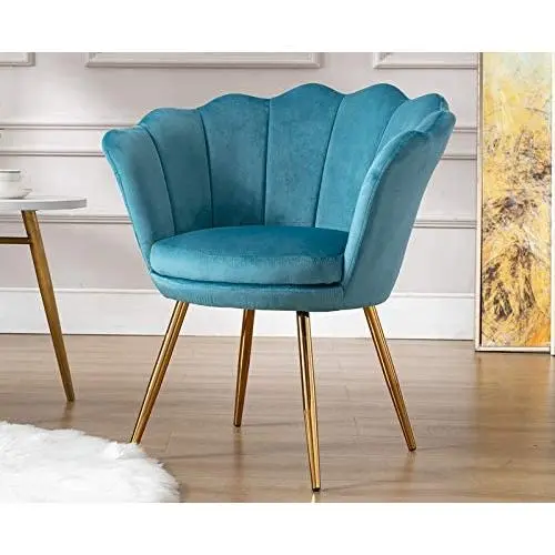 Chairus Living Room Chair, Mid Century Modern Retro Leisure Velvet Accent Chair with Golden Metal Legs, Vanity Chair for Bedroom Dresser, Upholstered Guest Chair, Light Blue Chairus Living Room Chair, Mid Century Modern Retro Leisure Velvet Accent Chair with Golden Metal Legs, Vanity Chair for Bedroom Dresser, Upholstered Guest Chair, Light Blue