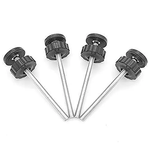 4 Pack 8MM Baby Gate Threaded Spindle Rod, Replacement Hardware Parts Kit for Pet & Dog Pressure Mounted Safety Gates - Extra Long Wall Mounting Accessories Screws Rods Adapter Bolts Black