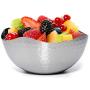 Bezrat Hammered Stainless Steel Serving Bowl – Multipurpose Fruit/Salad/Snacks Decorative Metal Wave Bowls(11.8'' x 11.8'')