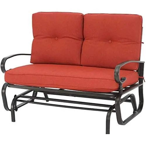 Oakmont Outdoor Loveseat Patio Swing Rocking Glider 2 Seats Metal Furniture Set (Red) Oakmont Outdoor Loveseat Patio Swing Rocking Glider 2 Seats Metal Furniture Set (Red)