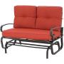 Oakmont Outdoor Loveseat Patio Swing Rocking Glider 2 Seats Metal Furniture Set (Red)