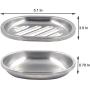 Stainless Steel Soap Dish Durable for Many Years, Brushed Metal Soap Holder with Draining Tray for Bathroom Shower, Bathtub, Kitchen Sink (2-pack)