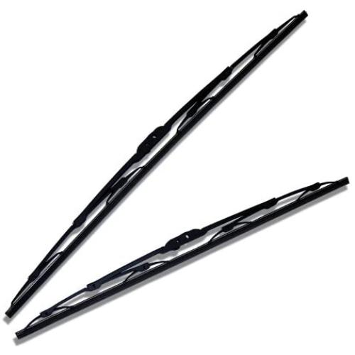 TuningPros WBMP-21-19 Metal Frame Windshield Wiper Blade For Bayonet Arm, Pin Arm and J Hook, 21'' (525mm) Driver Side & 19'' (475mm) Passenger Side, Set of 2