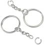 Jmkcoz 100pcs 1''/25mm Metal Split Key Ring with Chain Silver Key Ring Keychain Ring Parts Open Jump Ring and Connector Accessories for DIY