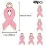 80 Pieces Breast Cancer Awareness Ribbon Pink Pendant Charms, Antique Silver Breast Cancer Hope Ribbon Charms Pendants DIY Accessories for Jewelry Making Women Necklace Bracelet Crafts(40+40pcs)