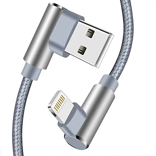 Right Angled iPhone Charging Cable 3 Pack Lightning Cable 10 FT Charge & Data Transfer Cord Compatible with/iPhone XS/Max/XR/X/8/7/6/iPod/iPad.(Grey,10ft) Right Angled iPhone Charging Cable 3 Pack Lightning Cable 10 FT Charge & Data Transfer Cord Compatible with/iPhone XS/Max/XR/X/8/7/6/iPod/iPad.(Grey,10ft)