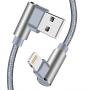 Right Angled iPhone Charging Cable 3 Pack Lightning Cable 10 FT Charge & Data Transfer Cord Compatible with/iPhone XS/Max/XR/X/8/7/6/iPod/iPad.(Grey,10ft)