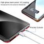 Compatible Galaxy Note 8 Case, Slim Magnetic Adsorption Metal Frame with Built-in Magnet Flip Tempered Glass Cover with a Screen Protector Flim, Silver
