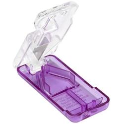 Ezy Dose Pill Cutter and Splitter with Dispenser, Cuts Pills, Vitamins, Tablets, Stainless Steel Blade, Travel Sized, Assorted Colors