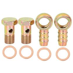 X AUTOHAUX 2 Sets 16mm Banjo Hose Barb Bolt Fitting Banjo Bolt Washer for Car Motorcycle Metal