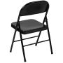 LIVING TRENDS Marvelius Series Double Braced Black Metal Folding Chair
