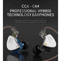 CCA CA4 in Ear Metal Earphones Zinc Alloy Cover + Imported Resin Cavity + Aluminum Alloy with Detachable Cable, 1BA + 1DD for Smartphones and Digital Audio Players（Blue with mic）