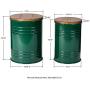 Glitzhome Rustic Storage Ottoman Seat Stool, Farmhouse End Table, Galvanized Metal Accent Side Table Toy Box Bin with Round Wood Lid for Living Room Furniture, Nesting Pieces Two, Hunter Green