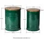 Glitzhome Rustic Storage Ottoman Seat Stool, Farmhouse End Table, Galvanized Metal Accent Side Table Toy Box Bin with Round Wood Lid for Living Room Furniture, Nesting Pieces Two, Hunter Green