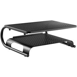 Monitor Riser Desktop Stand with Vented Metal and 2 Tier Desk Organizer Stand for Computer, Laptop, LED, LCD, OLED Flat Screen Display, iMac and Printer (STT001B) by WALI, Black, 1 Pack