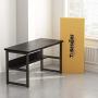 Tribesigns 55 Inches Computer Desk with Bookshelf Works as Office Desk Study Table Workstation for Home Office (55‘’, All Black)