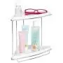 mDesign Metal 2-Tier Corner Storage Organizing Caddy Stand for Bathroom Vanity Countertops, Shelving or Under Sink - Free Standing, 2 Shelves - White/Chrome
