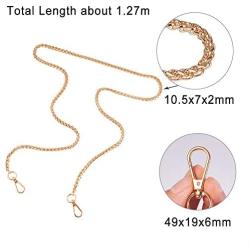 PandaHall Elite 50 inch 7MM Width Iron Purse Chain Strap Handbags Replacement Accessories for Wallet Clutch Satchel Tote Bag Shoulder Crossbody Bag with 2 Pieces Metal Buckles Gold