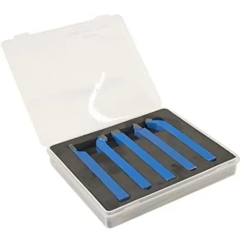 Erie Tools 5 Piece Cutting Set 5/16'' Tungsten Carbide Tips for Mini Metal Lathe