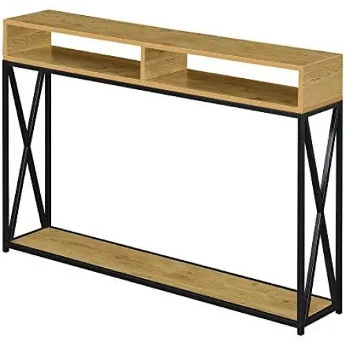 Convenience Concepts Tucson Deluxe 2-Tier Console Table, English Oak/Black Convenience Concepts Tucson Deluxe 2-Tier Console Table, English Oak/Black