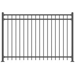 XCEL - Black Steel Anti-Rust Fence Panel - Flat End Picket - 6.5ft W x 5ft H - Easy Installation Kit, Outdoor Residential Fencing for Yard, Garden, Concrete, 3-Rail Metal Fence, Include a Fence Post